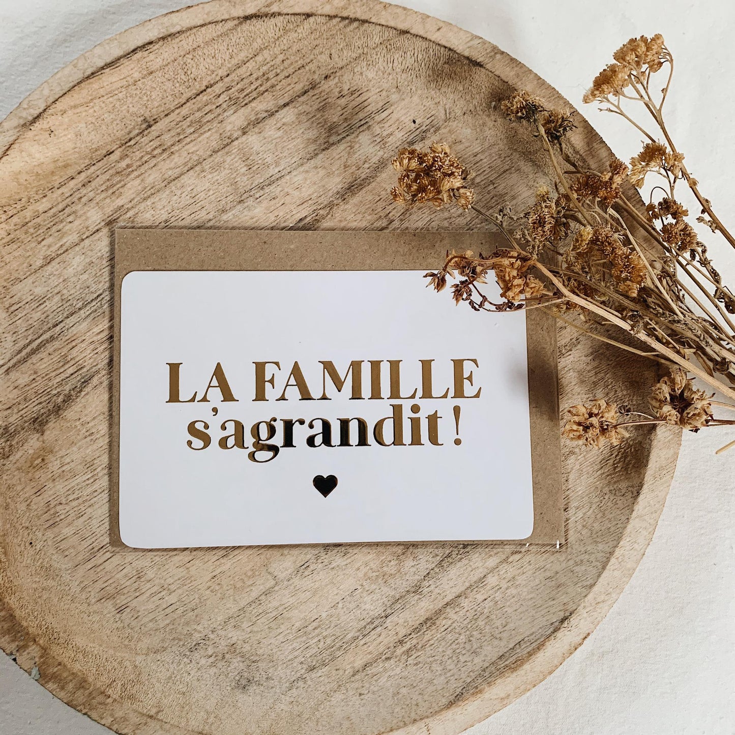 Carte annonce grossesse ‘la famille s'agrandit’ gold