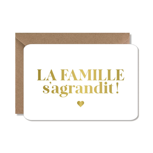 Carte annonce grossesse ‘la famille s'agrandit’ gold