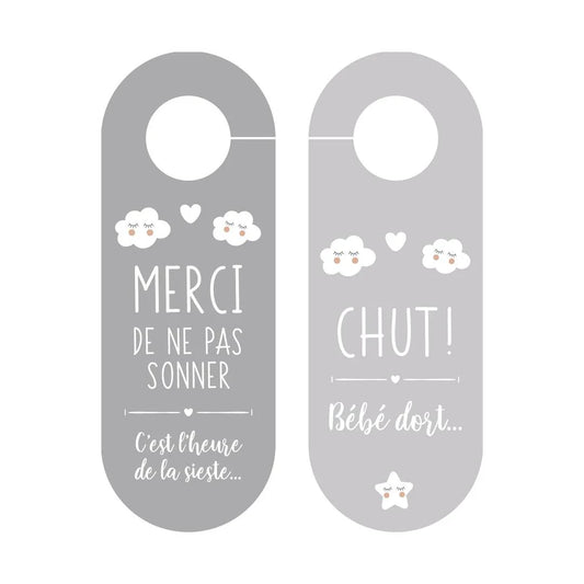 Accroche porte "Chut bébé dort" gris